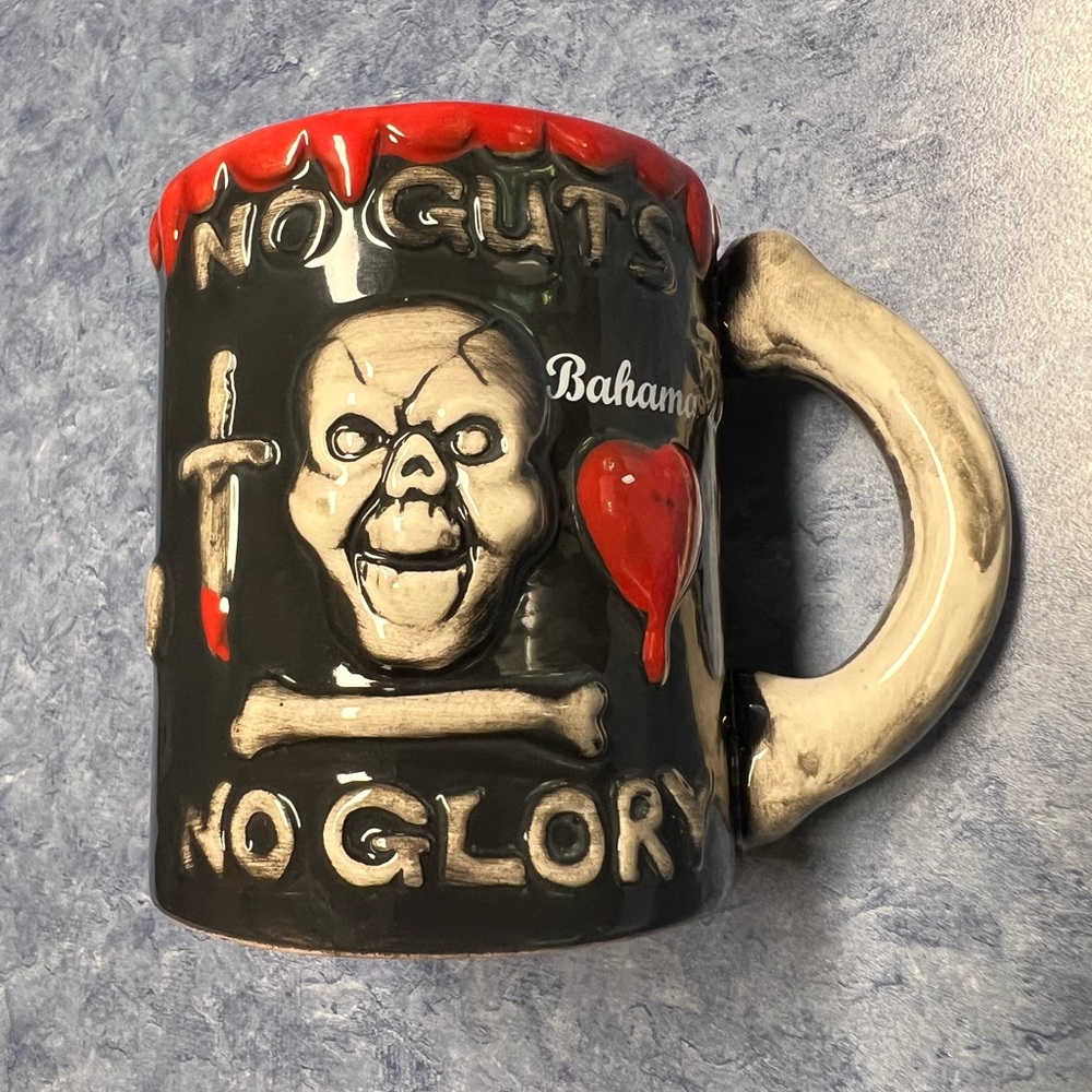 Skull Mug No Guts No Glory Bahamas Coffee Cup Halloween Mug